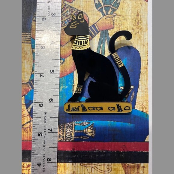 Large Egyptian Goddess Bast Statement Brooch, Bastet Black Cat Goddess Pin - Picture 4 of 6